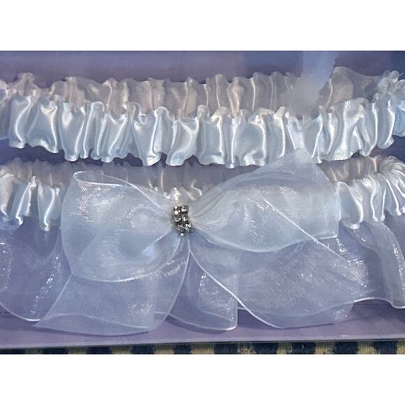 NIB Double White Satin Garter Belts - Picture 3 of 3